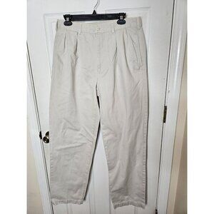 Polo Ralph Lauren Pant Cotton Chino Pants 34x32 Khaki Beige Pleated Straight Leg